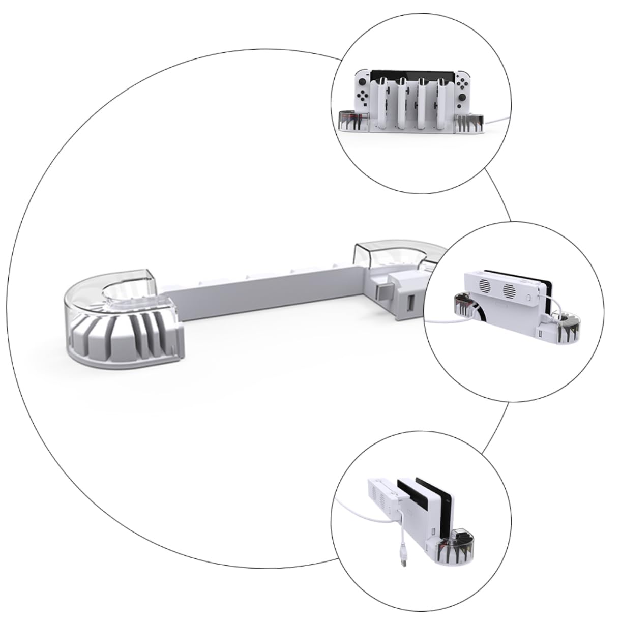 Didiseaon Base de Carga para Mando Compatible con Consola Switch Enfriador de Aire para Consola y Ventilador para Mando Izquierdo y Derecho Incluye Almacenamiento para Tarjetas