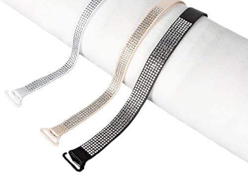 3 Pairs Women Sexy Invisiable Hot Rhinestones Bra Shoulder Strap Non-Slip Adjustable Intimates Accessories Ladies Lingerie Bra Straps