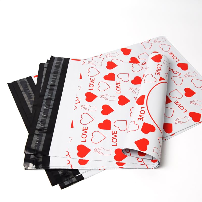Poly Mailer Bag Mailing Postal Bags Gifts Shipping Wrapping Design Pattern Designer Envelope for Parcel Mail (100, Red Love Thank You) - Image 4