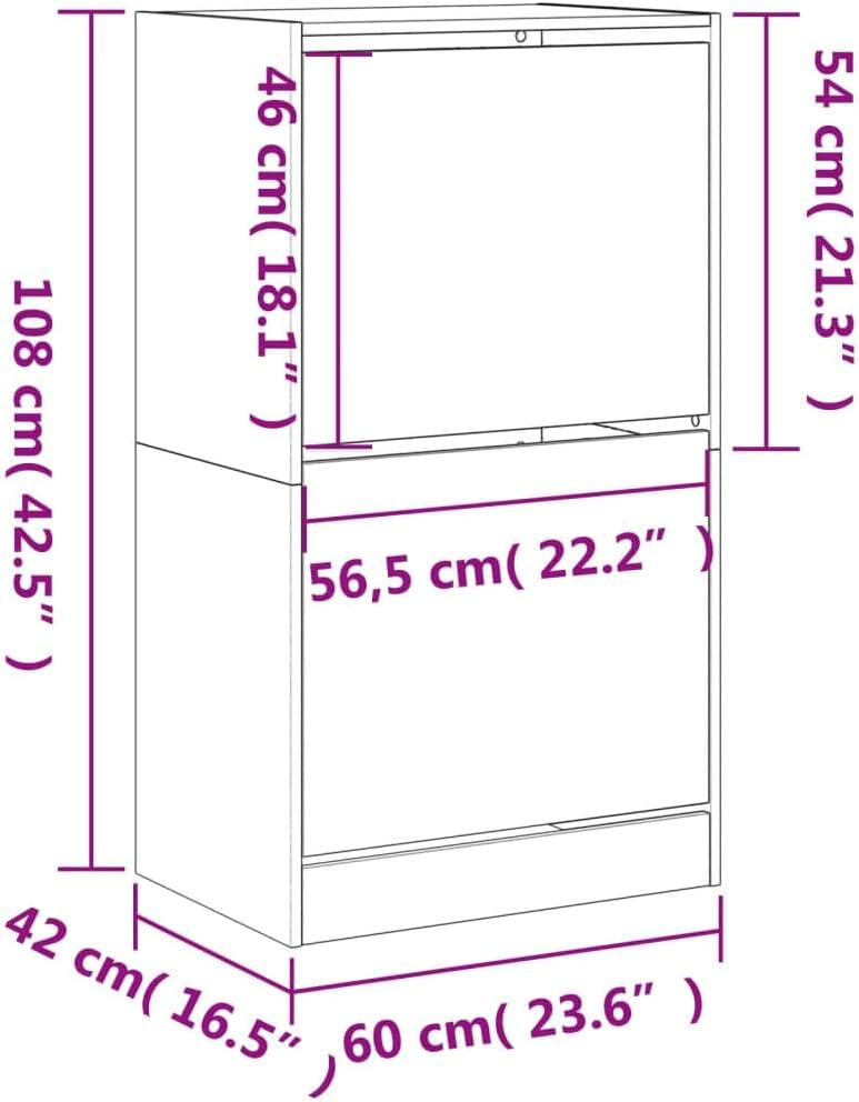 Dimensions diagram for vidaXL Shoe Cabinet