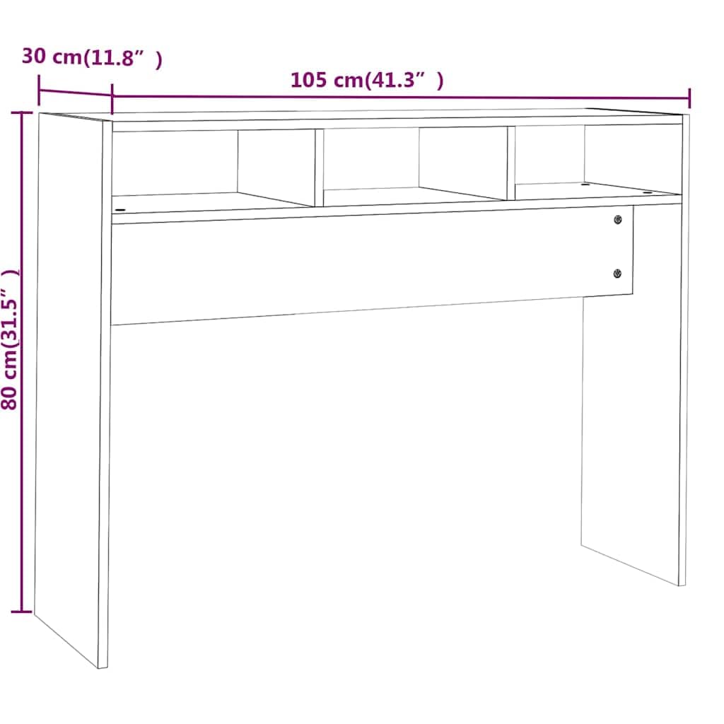 Tavolo consolle marrone effetto rovere, 105 x 30 x 80 cm, in legno