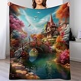 Paradies Decke, Warme Flannel Fleecedecke Als Sofadecke,Sofaüberwurf Und Bettdecke, Weiche Wohndecke Für Couch Und Sofa 140×180cm