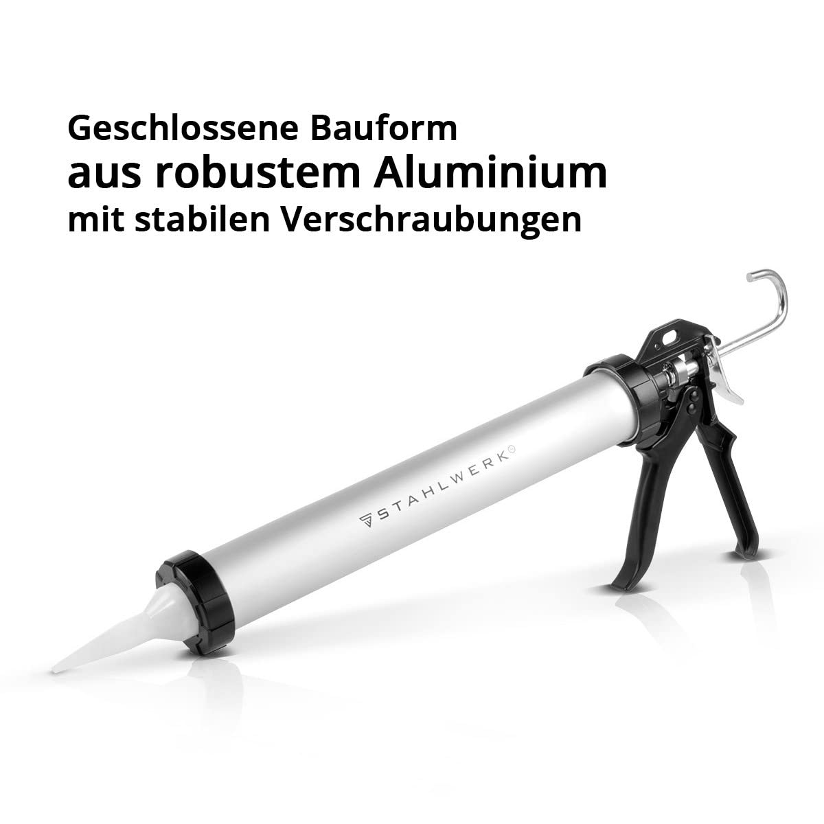STAHLWERK Pistola per silicone SP-600 ST Pistola a cartuccia da 600 ml in robusto alluminio per siliconare e applicare adesivi e sigillanti