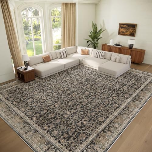 Washable 9x12 Area Rugs for Living Room, Boho Non-Slip Vintage