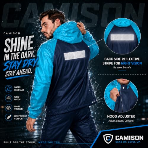 Image of Mens Raincoat Suit with Pant Set Eluxia Series | Waterproof Lightweight Breathable Rain Wear | Elastic Cuff & Waterproof Zipper Raincoat for men waterproof
