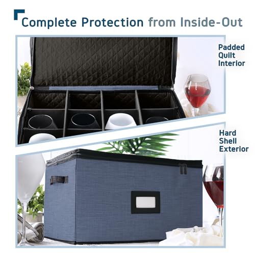 Image of Hearth & Harbor Wine Glass Storage Box with Dividers, Stemware Storage