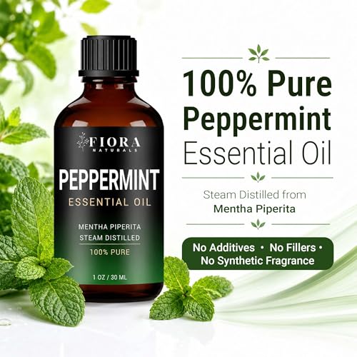 Image of Fiora Naturals Peppermint Oil, 100% Pure Peppermint Essential Oil for DIY | Mentha Piperita Mint Oil for Aromatherapy, Diffuser, Massage, Skin, Hair, Scalp, DIY Soap & Candle Making, Aceite de Menta