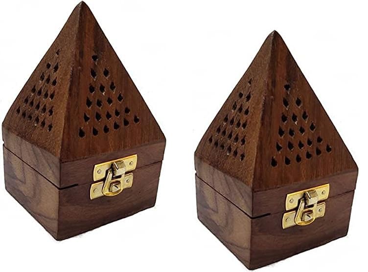 HYMS Wooden Handmde Incense/dhoop batti/agarbatti Holder/Stand Wooden Incense Holder Pack of 2