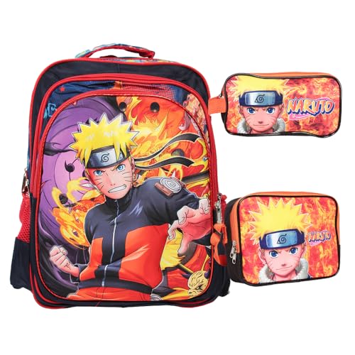 Kit Mochila Infantil Masculina Costas Desenho Anime 3 Pçs