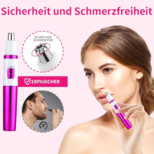 Nasenhaartrimmer Frauen, Damen Schmerzloser Ohr- und Nasenhaartrimmer für Frauen, Augenbrauen...