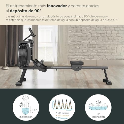Miniatura 4 de Skandika Máquina De Remo De Agua Mora Con Resistencia Al Agua, Compatible Con Kinomap App, Bluetooth, Soporte Para Ordenador, Tablet, Posición Vertical Que Ahorra Espacio