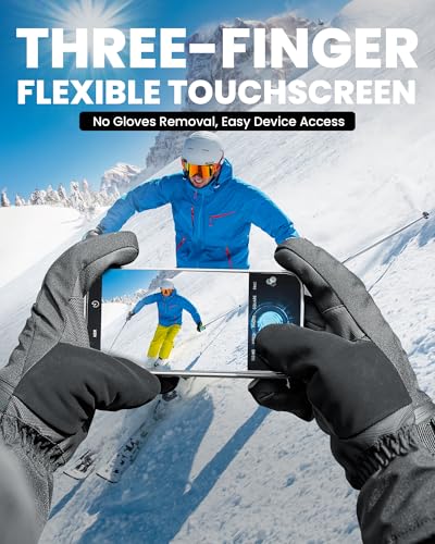 OutdoorMaster 3M Thinsulate - Guantes de Nieve para Mujer y Hombre, Guantes de Snowboard cálidos para Invierno, Impermeables, térmicos con Doble Bolsillo para esquí, Snowboard, Deportes de Invierno - imagen 4