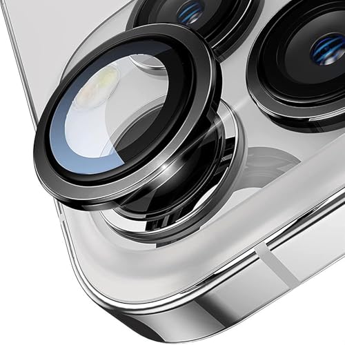 Image of Skinomi Camera Lens Protector Compatible with iPhone 13 [Anti-Scratch] Premium Tempered Glass Film Aluminum Alloy Lens Ring Cover, Black