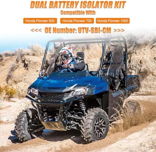 Drieaco 12V UTV Dual Battery Isolator Connect & Monitor Kit with LED Digital Double Voltmeter Fit for Honda Pioneer 1000/700/500, Replace #UTV-SBI-CM, Dual Battery Isolator Kit — view 2