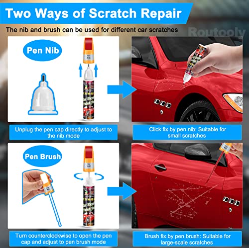 Routooly Touch Up Paint Pen For Cars Scratch Repair Auto Touch Up Paint Scratch Remover Pen Wheel Fill Paint Pen 2-In-1 Car Touch Up Paint Pen Multi-Color Optional For Various Cars - Red #TOP1
