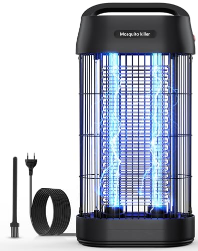 Lámpara Antimosquitos, 3000V UV Mata Mosquitos Electrico, Lampara Mosquitos Silenciosa, No tóxico e Inodoro, Resistente al Agua IPX4, para Interior, Exterior, Cocina, Dormitorio, Jardín(100m²) ﻿