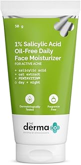 1% Salicylic Acid Oil-Free Moisturizer For Face with Oat Extract | Fights Active Acne | Deeply Moisturizes | 50 g