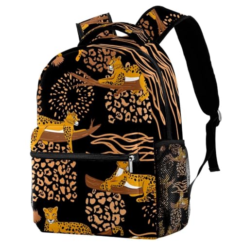 Sac à dos léopard sauvage 40cm pour école et voyage décontracté
