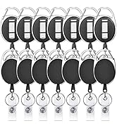 14 Packs Viaky Black Heavy Duty Retractable Id Badge Holders, with Retractable Nylon Cord, Maximu...