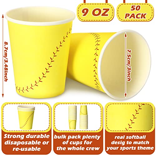 Gobelet jetable en papier à fond jaune graphique pour table de softball