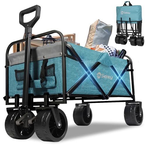 Sekey Heavy Duty Foldable Wagon with 330lbs Weight Capacity, Collapsible Folding Utility Garden Cart...