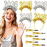 JeVenis 2026 Happy New Year Partyutensilien 2026 Fotokabine Accessoires Neujahr Kopfband Silvester Partyutensilien Fotokabine Accessoire