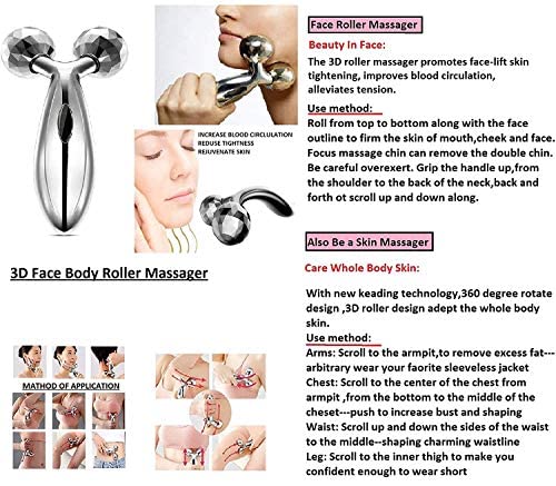 MeeTo 3D Manual Roller Massager Body Massager 360 Rotate Roller Face Body Massager Skin Lifting Wrinkle Remover & Facial Massage Relaxation & Skin Tightening Tool UniSex (Silver), Non Electric MeeTo 3D Manual Roller Massager Body Massager 360 Rotate Roller Face Body Massager Skin Lifting Wrinkle Remover & Facial Massage Relaxation & Skin Tightening Tool UniSex (Silver), Non Electric