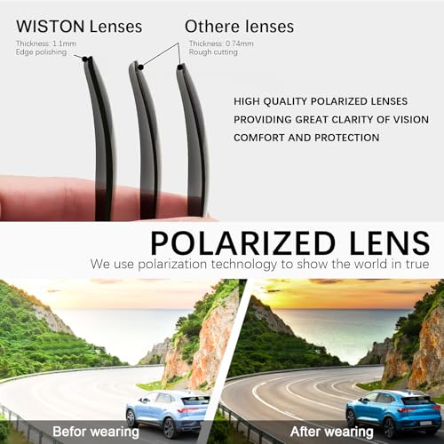 WISTON Polarized Round Sunglasses for Women & Men,Running Sunglasses Retro Classic UV400 Protection TR Frame Lightweight 81074