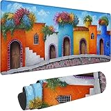ゲーミングマウスパッド 800 x 400 x 3 mm, 延長 Mouse Pad 色 マウスパッド 大型 小さな町 デスクマット, 滑り止めのゴムベースとエッジの精密なステッチデザインを採用 鼠标垫, 耐水性 デスクマット清潔しやすい 快適操作 さまざまなマウスモデルに対応, コンピュータ、オフィス、家の装飾に適しています 1-3