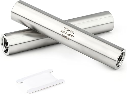 Miniatura 48 de TAISHER 2 accesorios de tubería de acero inoxidable, 1/4 pulgadas NPT x 1/4 pulgadas NPT macho roscado, tubo fundido de pezón de 10 pulgadas