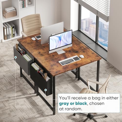 Image of OLIXIS Small Computer Desk, 31 Inch Gaming Desks for Home Office | Writing Study Craft Work Table, Computer Workstation for Bedroom Small Spaces with Storage Bag, Brown