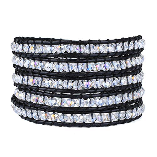 Pulsera de cuentas gris KELITCH de cuero marfil en set de 5 piezas