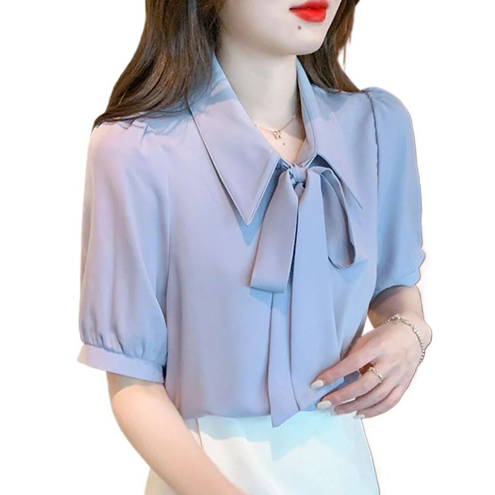 Camicetta con fiocco con lacci sottile camicia estiva femminile casual da donna camicette