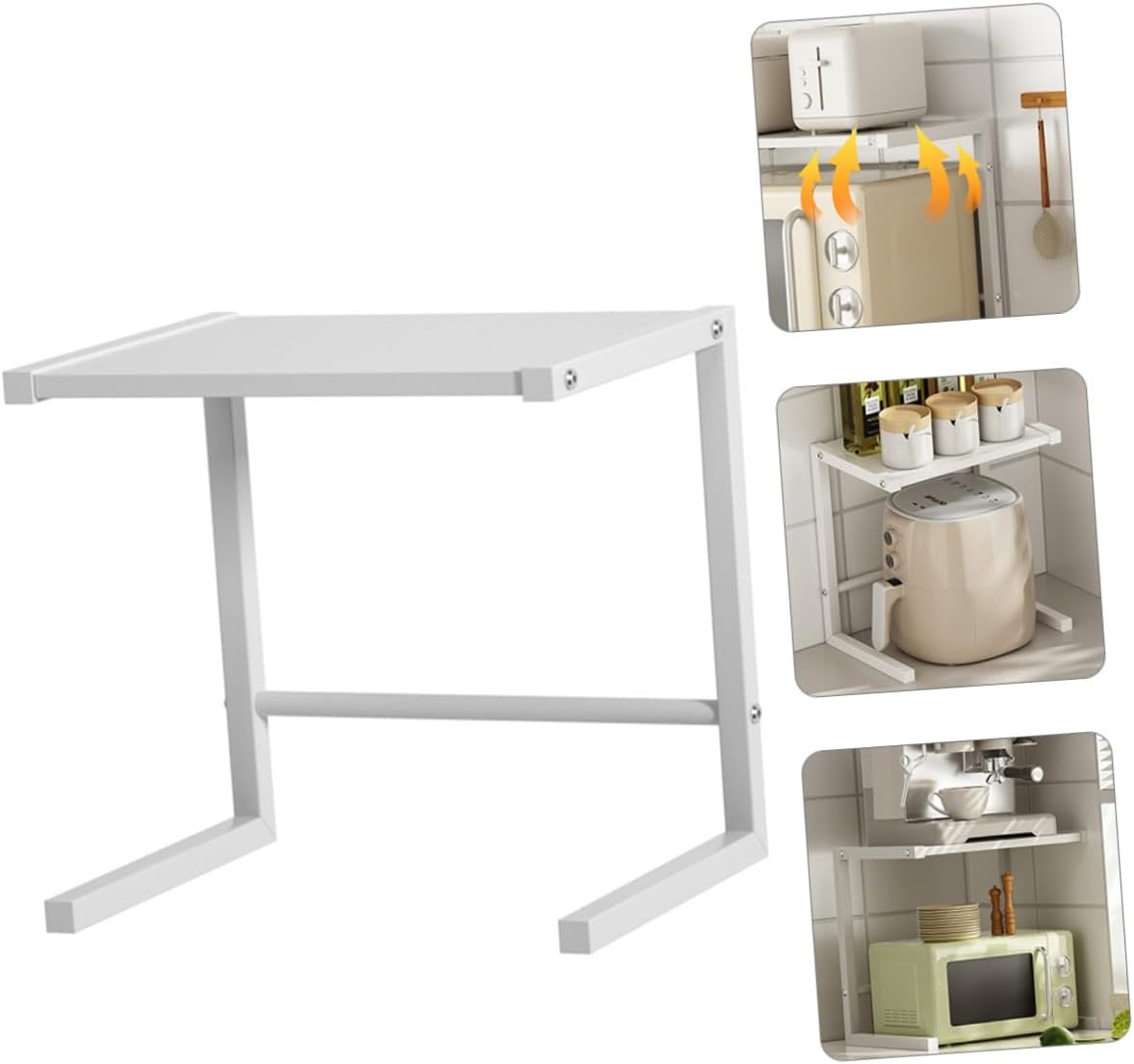 Adjustable Height Kitchen Organizer Rack Metal Oven Stand for Microwave Countertop Storage Solution Detachable Shelf Suitable for Small Appliances and Air Fryers