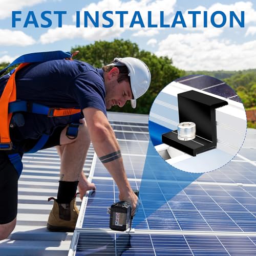 8 Stück Solarmodul Halterung Endklemme 30mm Schwarz, PV Modul Endklemmen, Solarpanel Halterung, Aluminiumlegierung Halterung Solarpanel, Befestigung Solarmodul für Dächer, Böden, Camping, Wohnwagen