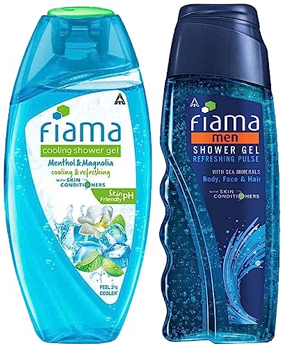 Image of Fiama Cooling Shower Gel Menthol & Magnolia, Body Wash With Skin Conditioners & Menthol For Moisturized & Cool Skin, 250ml Bottle & Fiama Men Refreshing Pulse Shower Gel, 250ml bottle