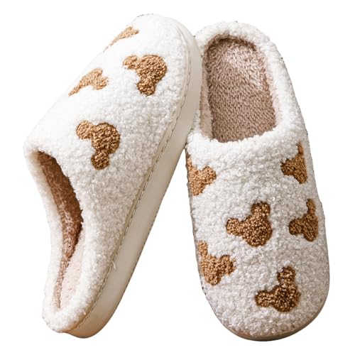 Bow Slippers for Women & Men - Floral Memory Foam Plush Slippers, Cute Cartoon Design, Warm Fluffy Fur Lined, Indoor Outdoor House Home Bedroom Shoes2