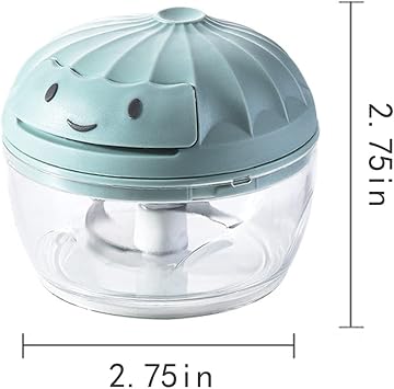 Manual Mini Garlic Chopper Portable Hand Pull Mincer Blender Mixer Food Processor for Vegetable Nuts Chili Onion Minced Meat (Blue, 200M)