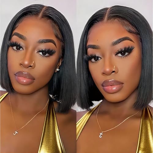 Human Hair Bob Wig, HD Lace Front Wig 10 Inch