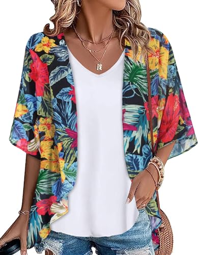 Women's Floral Chiffon Kimono Cardigan