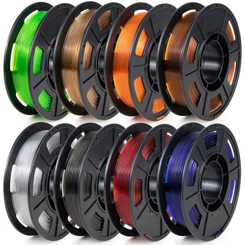 IEMAI 250g Clear PETG Filament 1.75mm Bundle, Transparent 3D Printer Filament 250g Spool 8 Rolls(Total 2kg), Clear+Red+Orange+Blue+Fluorescent Green+Smoke Gray+Amber+Champagne