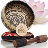 Silent Mind tibetische Klangschale Set ~ Antik Design ~ mit hochwertigem Holz...