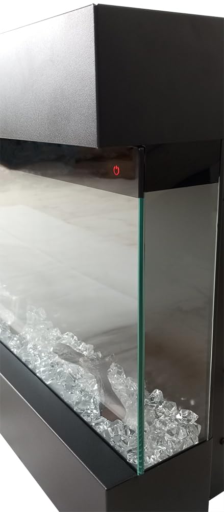 Camino elettrico VELAR | Caminetto a parete da incasso | Stufa ventilata da 750W/1500W a basso consumo, con telecomando, timer, decorazione di tronchi e cristalli (Nero, 182cm)