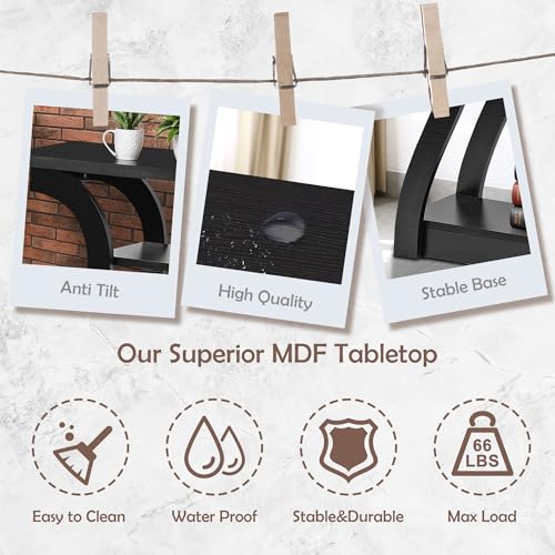 image for SUPER DEAL Wood Console Table 3 Tier Narrow Entryway Table with Curved