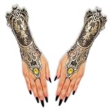Asooll Golden Steampunk Lace Fingerless Gloves Long 1920s Renaissance Witch Glove Party Costmue for Women