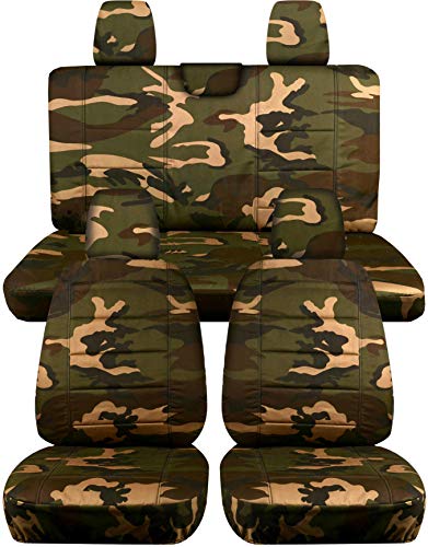 Totally Covers Compatible with 2018-2025 Jeep Wrangler JL Camo Seat Covers: Brown & Green Camouflage - Full Set: Front & Rear (19 Prints) 2-Door/4-Door Solid/Split Bench Back w/wo Armrest/Headrest