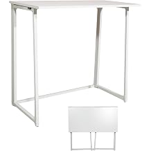 Folding Desk, Small Foldable Desk 31.5" for Small Spaces, Space Saving Computer Table Writing Workstation for Home Office, Easy Assembly White