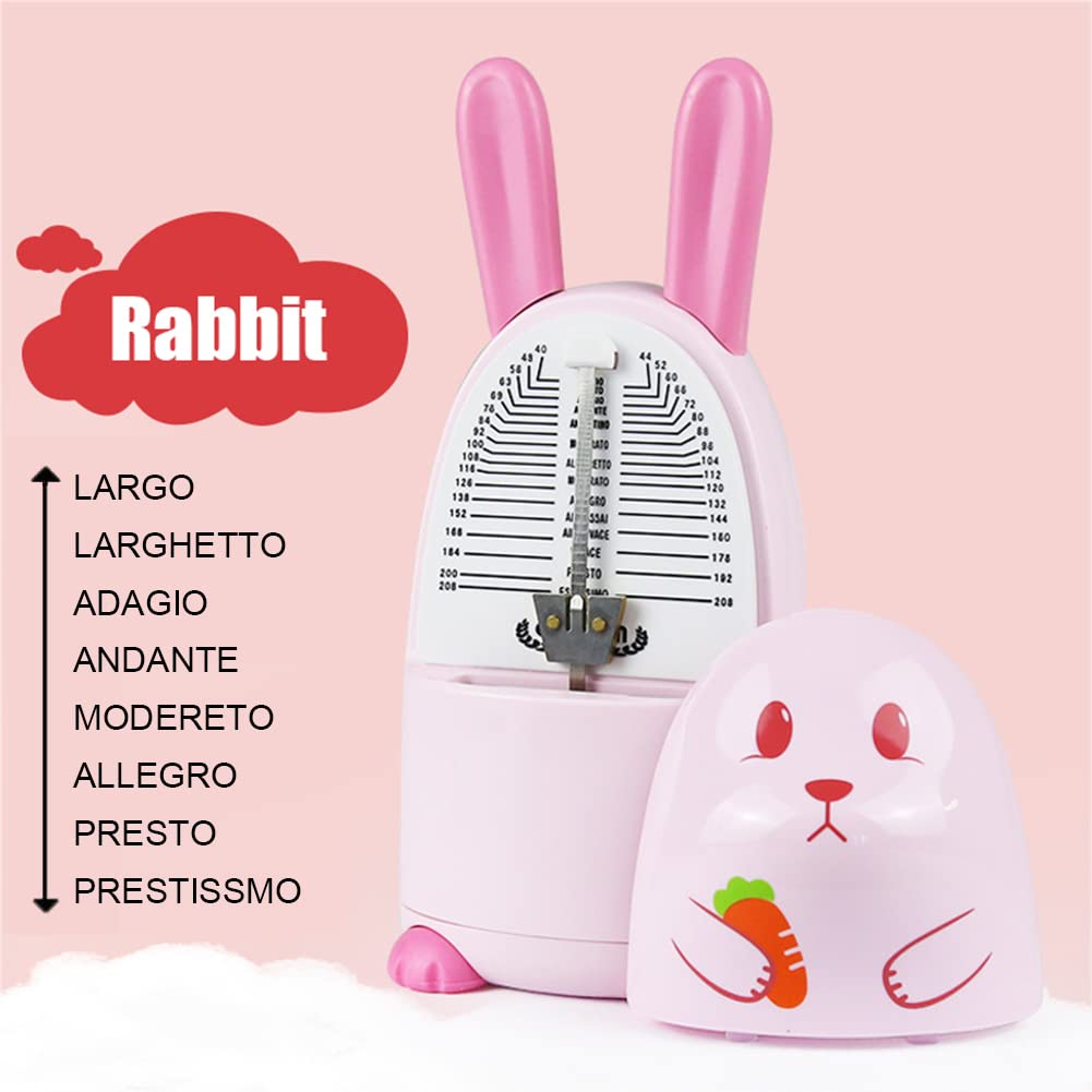 Métronome mécanique, métronome de haute précision de dessin animé, adapté à divers instruments de musique, clic audible et sonnerie, cadeaux pour enfants (Lapin)