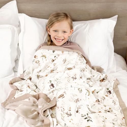 Image of GRSSDER Cotton Muslin Quilt Blanket - Silky Soft and Breathable Baby Blanket Quilt, Oversized Muslin Blankets for Newborns, Toddlers & Kids, 6 Layers Reversible Design for All Seasons, 40 inch x 50 inch