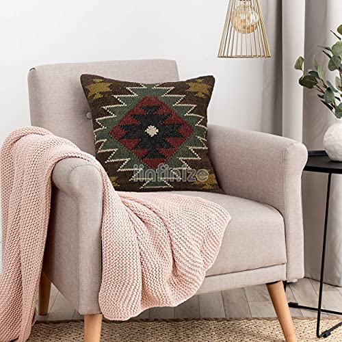 Taie d'oreiller en laine de jute pour salon bohème chic